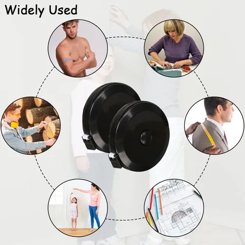 Miniatura 4 de Cinta métrica retráctil para coser, paquete de 30 cintas métricas de tela suave para medidas corporales, reglas de doble escala para tela a medida