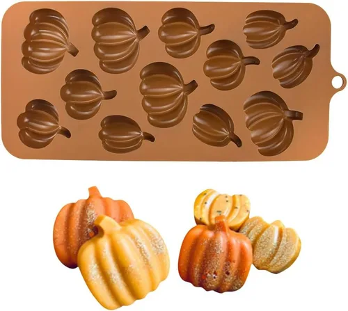 Miniatura 3 de Moldes de chocolate de otoño, 4 piezas de silicona de calabaza, moldes de fondant en forma de hoja de arce para Acción de Gracias, Halloween