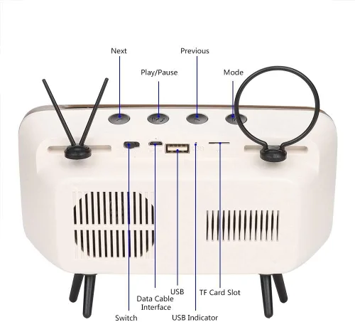 Miniatura 6 de Ciglow Altavoz Bluetooth, altavoz Bluetooth estéreo retro HD portátil para TV para teléfono móvil de 6 pulgadas (gris)