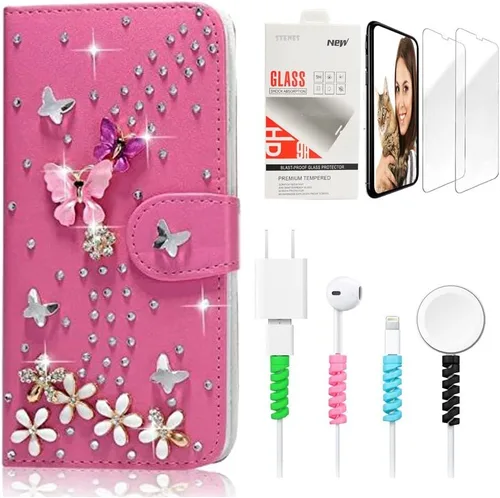 Miniatura 9 de Bling SSBLDwSPCPSeries-11 - Funda de piel con tapa y protector de pantalla y cable
