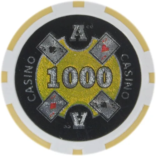 Miniatura 11 de Brybelly Ace Casino Poker Chip - Compuesto de arcilla pesada de 0.49 oz, paquete de 50 $10000 naranja