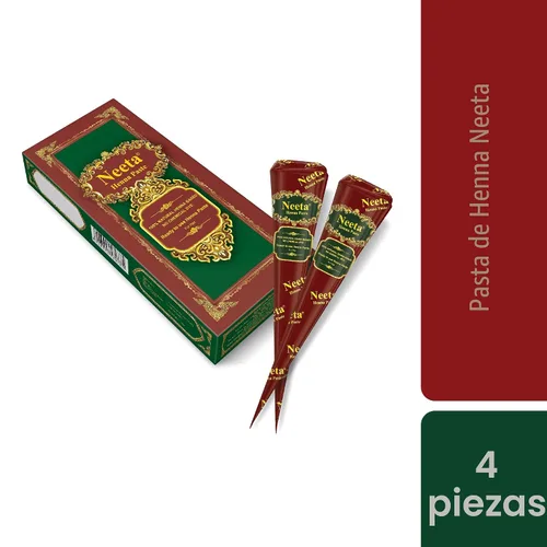 Miniatura 2 de Neeta 4 Pack 100% Natural Listo para Usar Pasta de Henna en Cono para Teñir el Cabello Color Marrón rojizo tubos para mujeres Perfecto para colorear