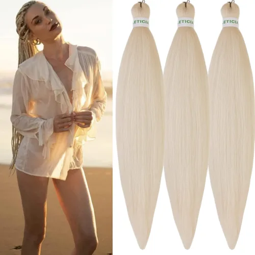 Miniatura 93 de Cabello estirado de fibra Kanekalon para trenzar con cabello humano, color oro rosado, 30 pulgadas
