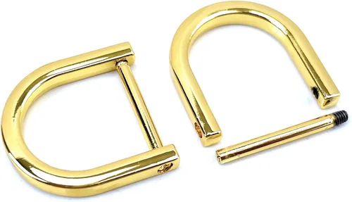 Miniatura 34 de 4 anillos en D resistentes con grillete de 1-1/2 pulgadas, oro antiguo, en forma de U, repuesto para bolso, llavero, collar de perro