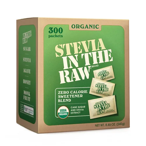 Stevia In The Raw Paquetes de Edulcorante de Stevia Orgánica, 300 Unidades, Paquetes Sustitutos de Azúcar de Stevia de Cero Calorías, Sin Eritritol