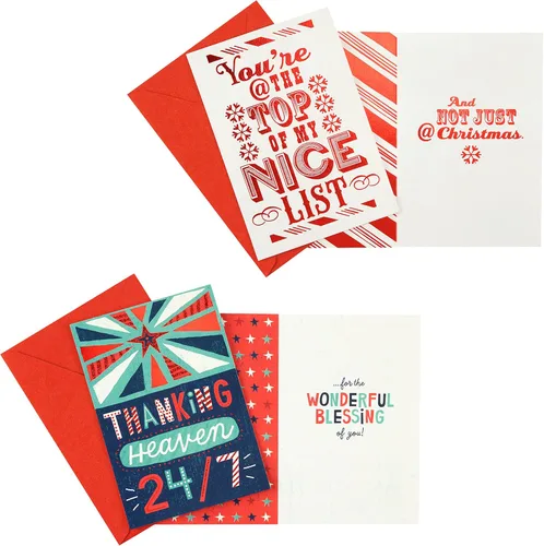 Miniatura 4 de Hallmark Surtido de tarjetas de agradecimiento de Navidad (10 tarjetas y 10 sobres)