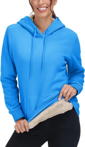 Miniatura 63 de MAGCOMSEN Sudaderas con capucha para mujer, con forro de sherpa, de vellón, para invierno, cálido, pesado, de algodón, con bolsillo