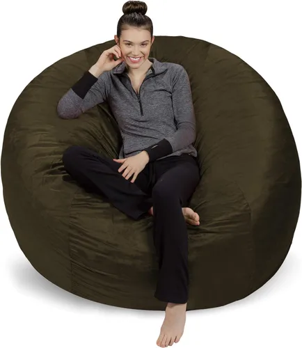 Miniatura 7 de Sofa Sack Funda para silla puff solamente, sin relleno, cómoda funda de repuesto para silla redonda, 5 pies, color carbón Carbón - Solo funda