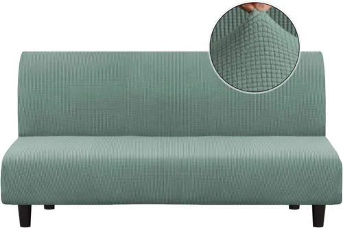 Turquoize Funda elástica para futón, funda de sofá sin brazos, funda para sofá cama, funda para sofá futón, protector de muebles con parte inferior