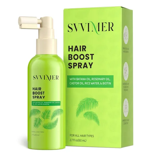 Svvimer Spray de refuerzo para el cabello, con aceite de batana de romero y biotina para pérdida y adelgazamiento del cabello, más grueso y más