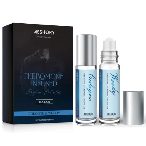 Aeshory Perfume de feromonas para hombres – 2 piezas de colonia de feromonas enrollables, aromas de larga duración, atracción feromonas infundidas
