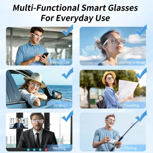 Miniatura 8 de Lentes inteligentes, lentes Bluetooth AI para mujeres/hombres con traducción instantánea e interpretación en 144 idiomas, lentes de transición