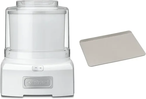 Cuisinart Máquina para hacer helados, sorbete de 1.5 cuartos de galón, máquina de yogur congelado, doble aislamiento, blanco, ICE-21P1 y bandeja de
