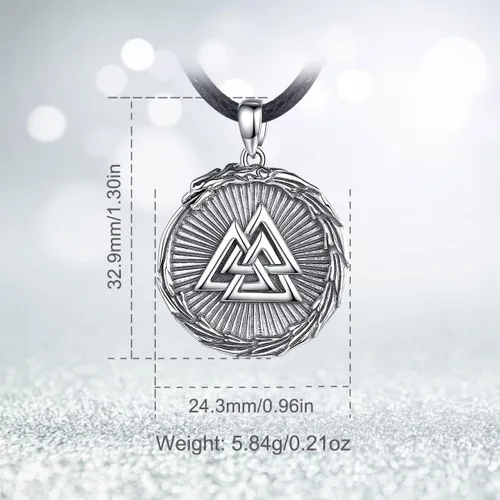 Miniatura 4 de Vito Collar vikingo de plata de ley 925 para mujeres y hombres, dragón vikingolobocaballoárbol de la vida, amuleto nórdico, joyería nórdica