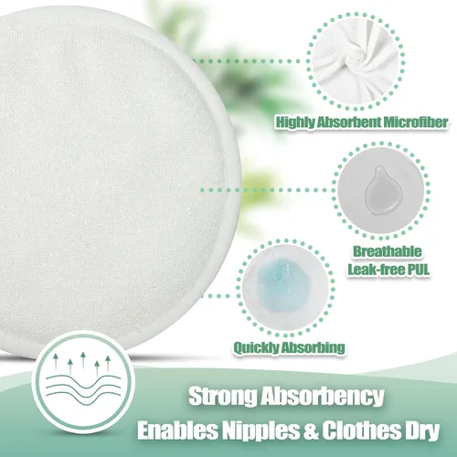 Miniatura 3 de wegreeco Almohadillas para lactancia materna (paquete de 14) + bolsa de lavandería y bolsa de almacenamiento de viaje, opción de 4.7 pulgadas