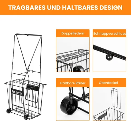 Miniatura 5 de Tolva de pelota de tenis, soporte portátil para pelota de tenis con asa para cancha, práctica y entrenamiento (grande)
