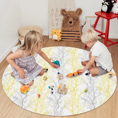 Miniatura 5 de Forest Branch - Alfombra redonda de 4 pies, lavable para interiores y exteriores, para dormitorio, cocina, baño, sala de estar, comedor, lavandería
