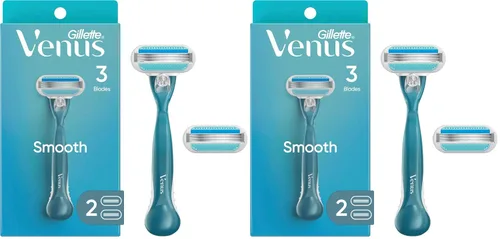 Miniatura 12 de Gillette Venus Smooth Razor para mujeres, incluye 1 mango de afeitar reutilizable + 2 recambios de 3 cuchillas, mango ergonómico de agarre suave