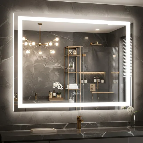 Miniatura 14 de Espejo de tocador LED de 24 x 36 para baño, espejo LED frontal y retroiluminado para baño con 3 luces de color, espejo de tocador de pared