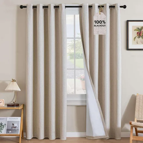 Miniatura 70 de H.VERSAILTEX Cortinas opacas de lino de 72 pulgadas de largo, 100% absolutamente opacas, con aislamiento térmico, con textura de lino, cortinas