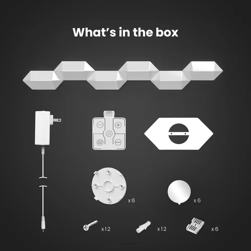 Miniatura 8 de Feit Electric Luces LED Inteligentes Hexagonales de Azulejos, 7" Cada Una, Conectables, Persecución de Color RGBW, WiFi de 2.4GHZ Habilitado