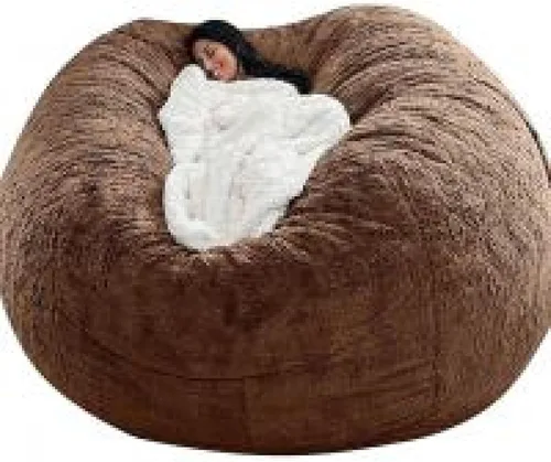 Miniatura 10 de DIOB Funda redonda para silla de puf, para adultos, adolescentes (relleno no incluido), silla de sofá gigante suave, cómoda silla de descanso