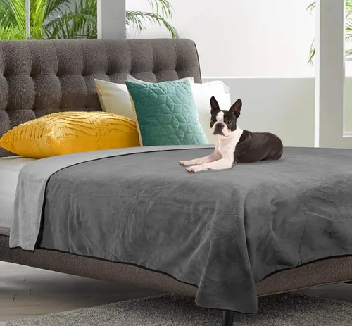 100% a prueba de fugas, impermeable, totalmente a prueba de orina, lavado EZ, duradera, manta de 3 capas (60 x 50 pulgadas, gris pizarra/gris frío)
