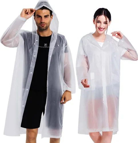 Abrigos de lluvia (paquete de 2) – Ponchos de lluvia reutilizables de EVA para adultos, chaquetas impermeables para hombres y mujeres