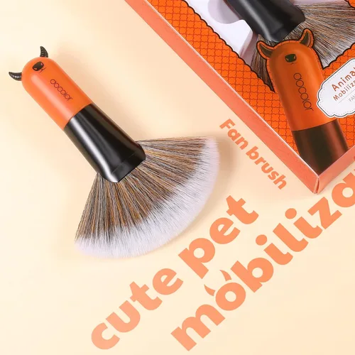 Miniatura 2 de Docolor Brocha profesional para maquillaje facial Kabuki, herramienta cosmética de pelo sintético de alta calidad, cepillo de ventilador Red BULL