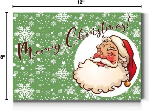 Miniatura 8 de Renditions Galley - Arte de pared de Papá Noel de dibujos animados, fondo de copo de nieve verde y blanco, decoraciones de Navidad lindas y frescas