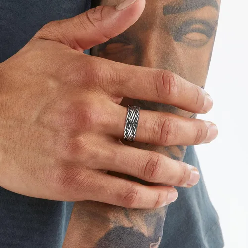Miniatura 2 de HZMAN Anillo de la suerte celta de plata vintage de acero inoxidable abierto para mujer, tamaño 7-9
