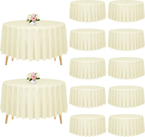 Miniatura 20 de Pesonlook - Paquete de 12 manteles rectangulares de 60 x 102 pulgadas, color beige, para mesas rectangulares de 6 pies, mantel de tela lavable