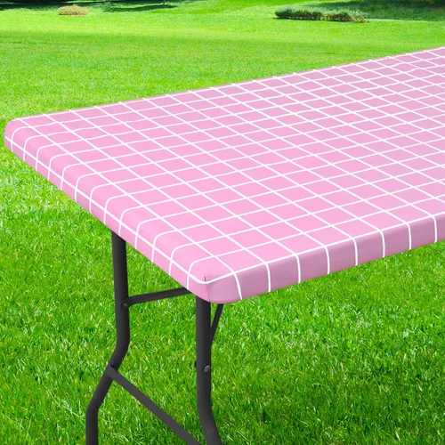 Miniatura 27 de Mantel redondo de vinilo de 36 a 44 pulgadas, mantel elástico impermeable con reverso de franela, mantel de plástico para picnic, campamento, al Café