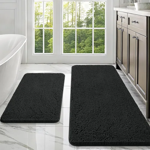 Miniatura 173 de OLANLY Juego de alfombras de baño de 2 piezas, alfombras de baño de chenilla suave y absorbente y alfombra de contorno en forma de U para inodoro