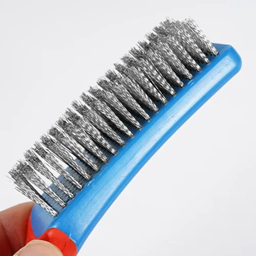 Miniatura 3 de 1 cepillo de acero azul de acero resistente al carbono y alambre de acero inoxidable Scratch Brush con mango ergonómico de goma