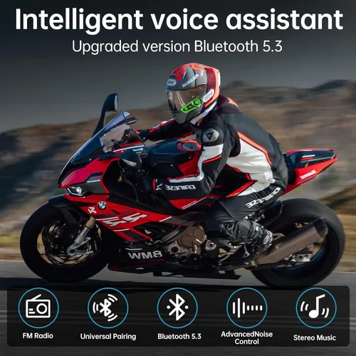 Miniatura 5 de Auriculares Bluetooth para Motocicleta con Cancelación de Ruido, Casco Bluetooth con Bluetooth 5.3 Integrado y Adecuado para la Mayoría de Cascos