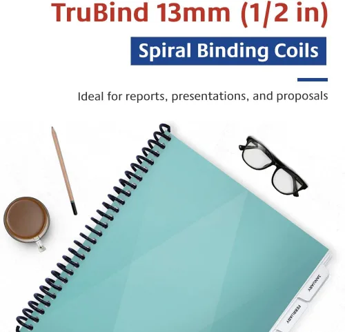 Miniatura 2 de Bobinas de encuadernación en espiral de 0.512 in (1/2 pulgadas) para informes, presentaciones y propuestas Paso 4:1 12 pulgadas de longitud