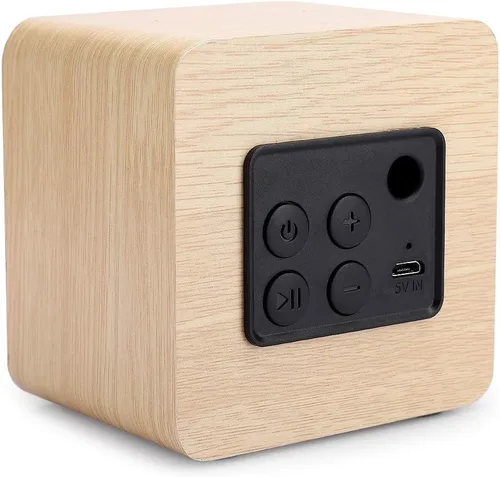 Miniatura 6 de Altavoz Bluetooth retro, altavoz portátil de madera amarillo alimentado por USB con sonido HD y graves ricos para computadora PC