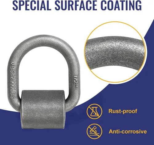 Miniatura 4 de Grandroad auto Anillo en D forjado soldado resistente, anclaje de amarre para remolque de 1/2 pulgada con anillo en D para remolque, carga