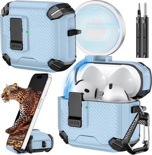 Miniatura 33 de Inesore for AirPods Pro 3 Case (2025) with Phone Stand Design, Compatible with MagSafe, Auto-Locking Case Cover for Air Pods Pro 3rd with Cleaning
