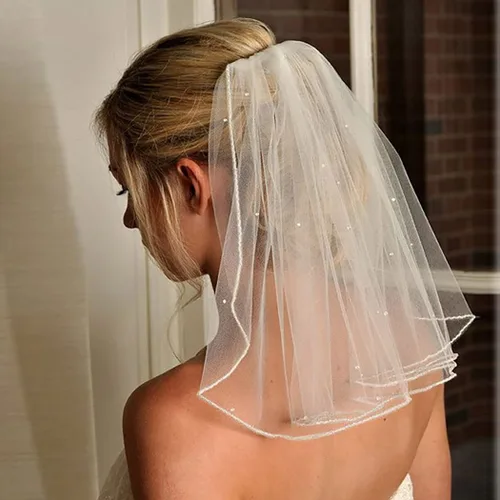 Haraty velos de novia de cristal cortos de 1 nivel de malla suave con peine fiesta de boda velo de novia accesorios para el cabello para mujeres y