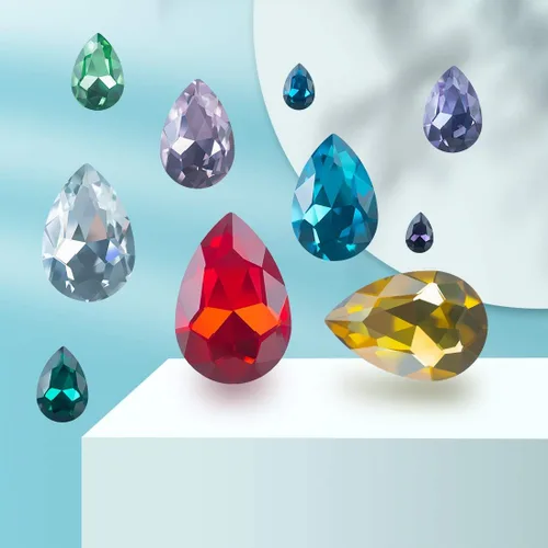 Miniatura 2 de Lágrima de cristal de 0.787 x 1.181 in con diamantes de imitación grandes para manualidades, fabricación de joyas, zapatos, cuentas de vidrio, 36