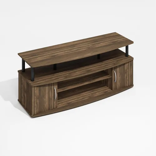 Miniatura 13 de Furinno Jaya Soporte de TV, centro de entretenimiento de 3 niveles con estante abierto, consola de TV para TV de hasta 50 pulgadas con Roble ámbar