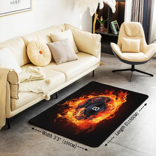 Miniatura 3 de jejeloiu Alfombra de billar para sala de estar, dormitorio, 3 x 5 pies, para niños y niñas, temática deportiva, alfombra decorativa para cocina