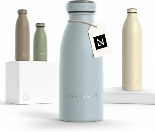 Miniatura 74 de LARS NYSØM Botella de agua XL de acero inoxidable aislada 12oz 17oz 25oz 34oz 51oz Botella térmica aislada para bebidas calientes y frías Azul