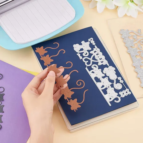 Miniatura 4 de INFUNLY 5 troqueles de metal para hacer tarjetas y álbumes de recortes, gatos, corazones y animales 5 troqueles para gatos