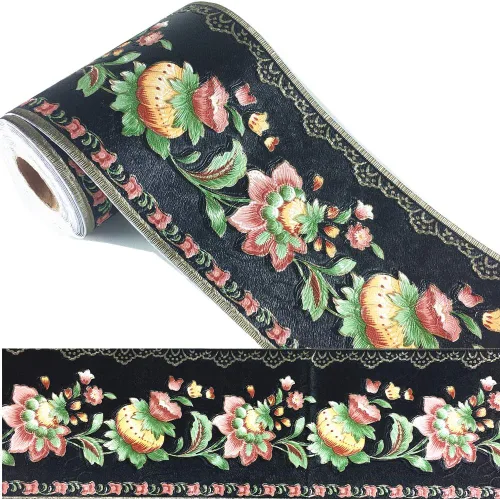 Miniatura 3 de UPREDO Papel tapiz decorativo 3D con moldura floral, borde impermeable para pared, techo, para baño, cocina, azulejos en muro, 4 pulgadas por 16.4