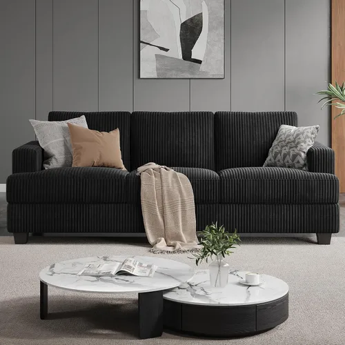 Miniatura 14 de COPIAE Sofá de 226 cm con asientos extraprofundos, sofá de 3 plazas para sala de estar, sofá moderno y cómodo, con apoyabrazos y asientos y Azul