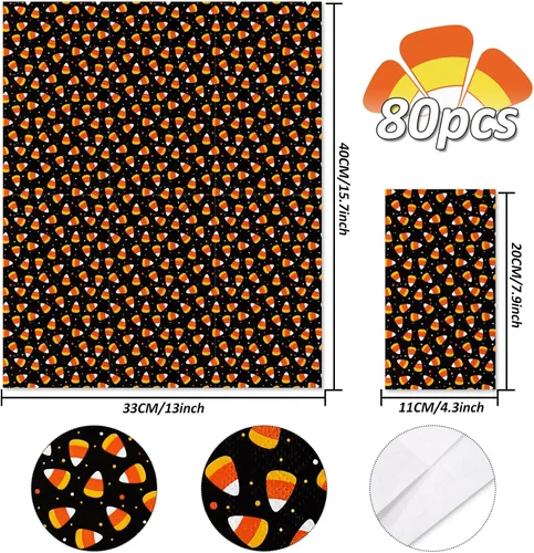 Miniatura 2 de Whaline Servilletas desechables para invitados de Halloween de 4.3 x 7.8 pulgadas, servilletas desechables de maíz caramelo naranja y negro
