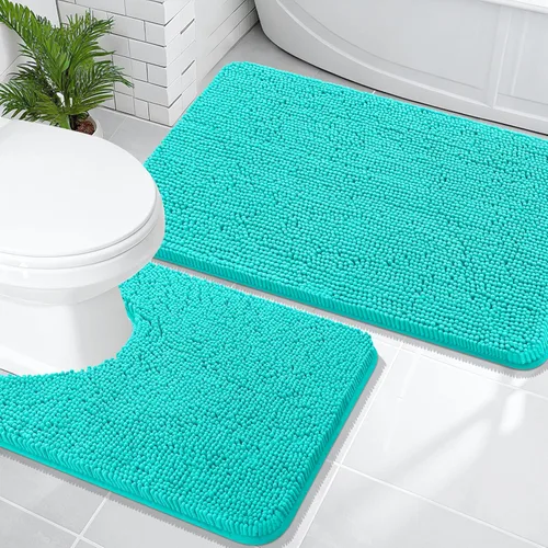 Miniatura 209 de OLANLY Juego de alfombras de baño de 2 piezas, alfombras de baño de chenilla suave y absorbente y alfombra de contorno en forma de U para inodoro